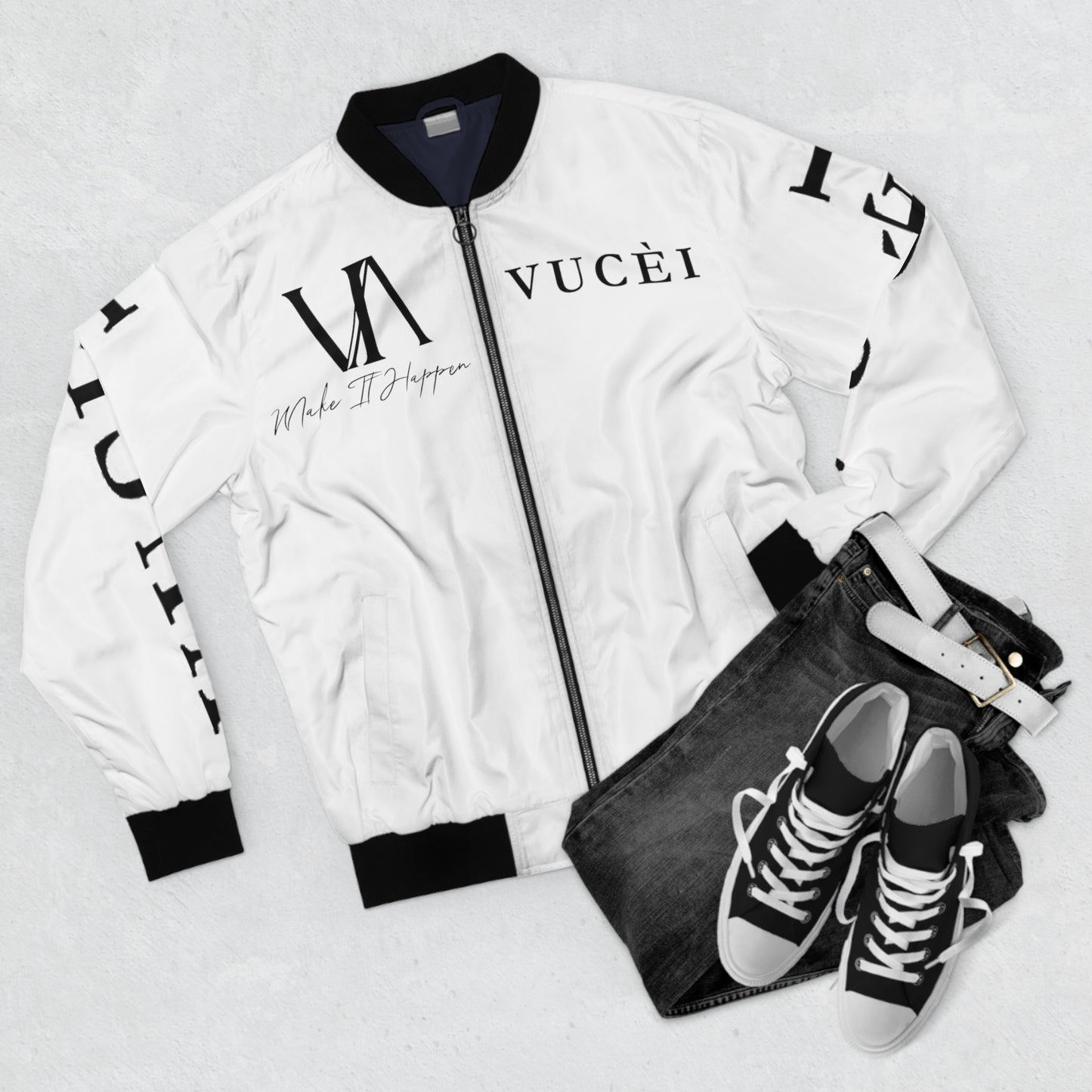 Copy of VUCÈI BLACK "Make It Happen" Bomber Jacket (AOP)